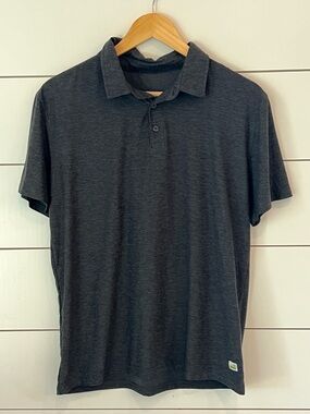 Vuori Men's charcoal healthered Polo Shirt - Classic Short Sleeve